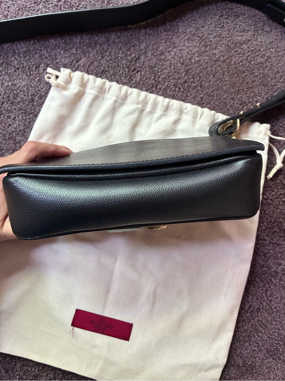 VALENTINO BY MARIO VALENTINO Fleurette Palmellato Crossbody Bag Black Leather - Picture 4 of 14
